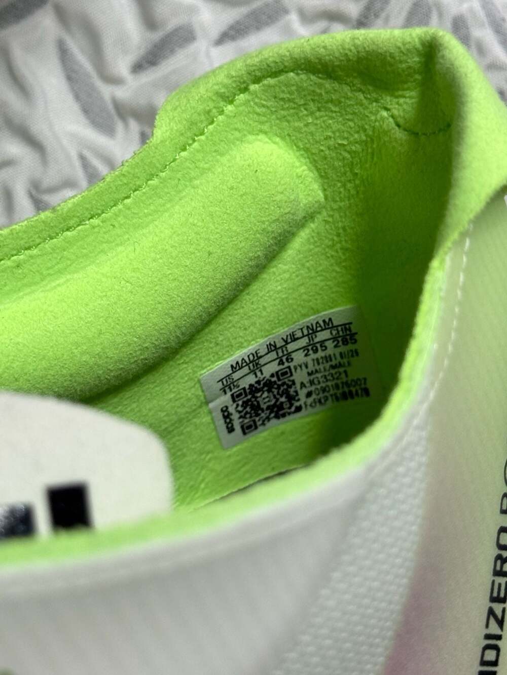Adidas Adizero Boston 12 Running Shoes White Green Spark Men’s 11.5 IG3321 - Picture 6 of 11